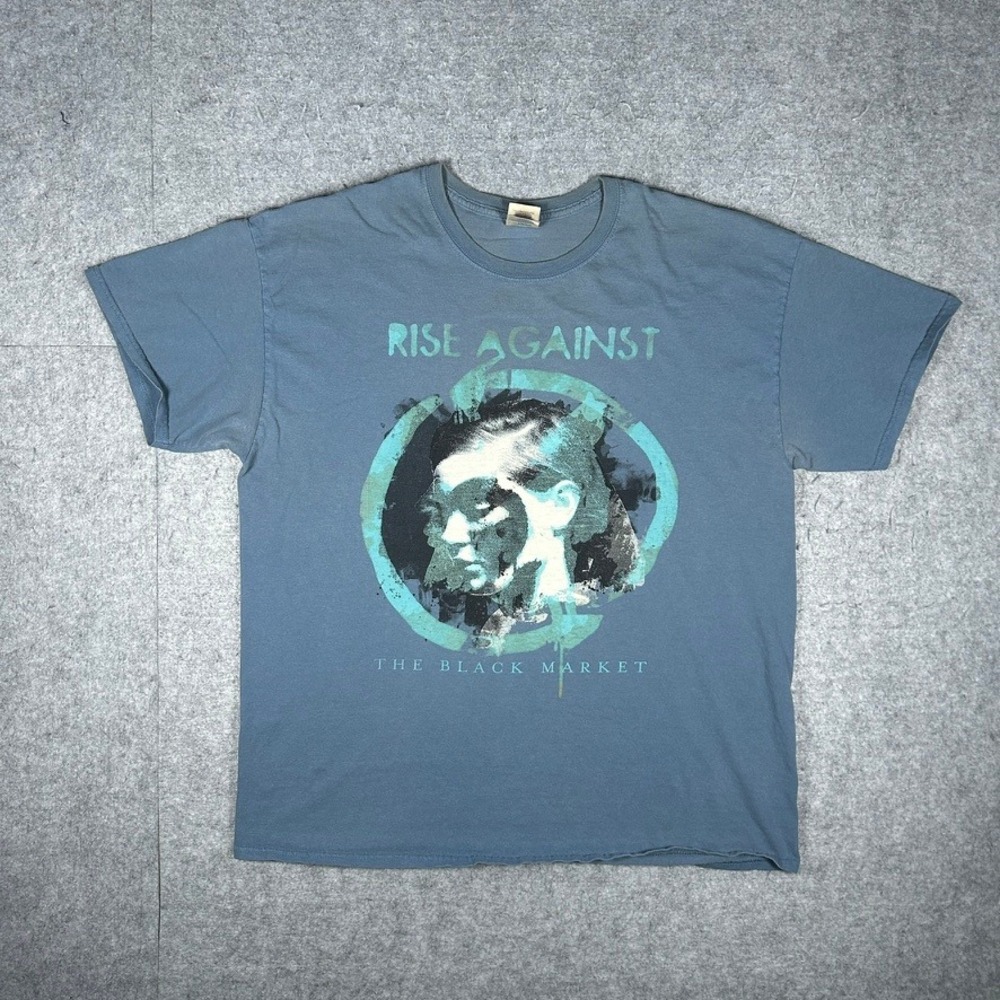 Rise Against T Shirt Men XL Blue The Black Market Band Tee Tour Concert Rock
